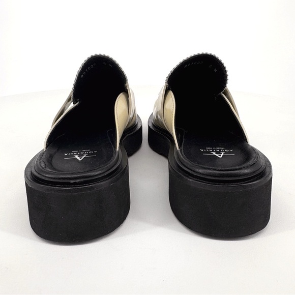 AQUATALIA | Michelina Leather Penny Loafer Mules in Cream | Sz 8 - Picture 9 of 12